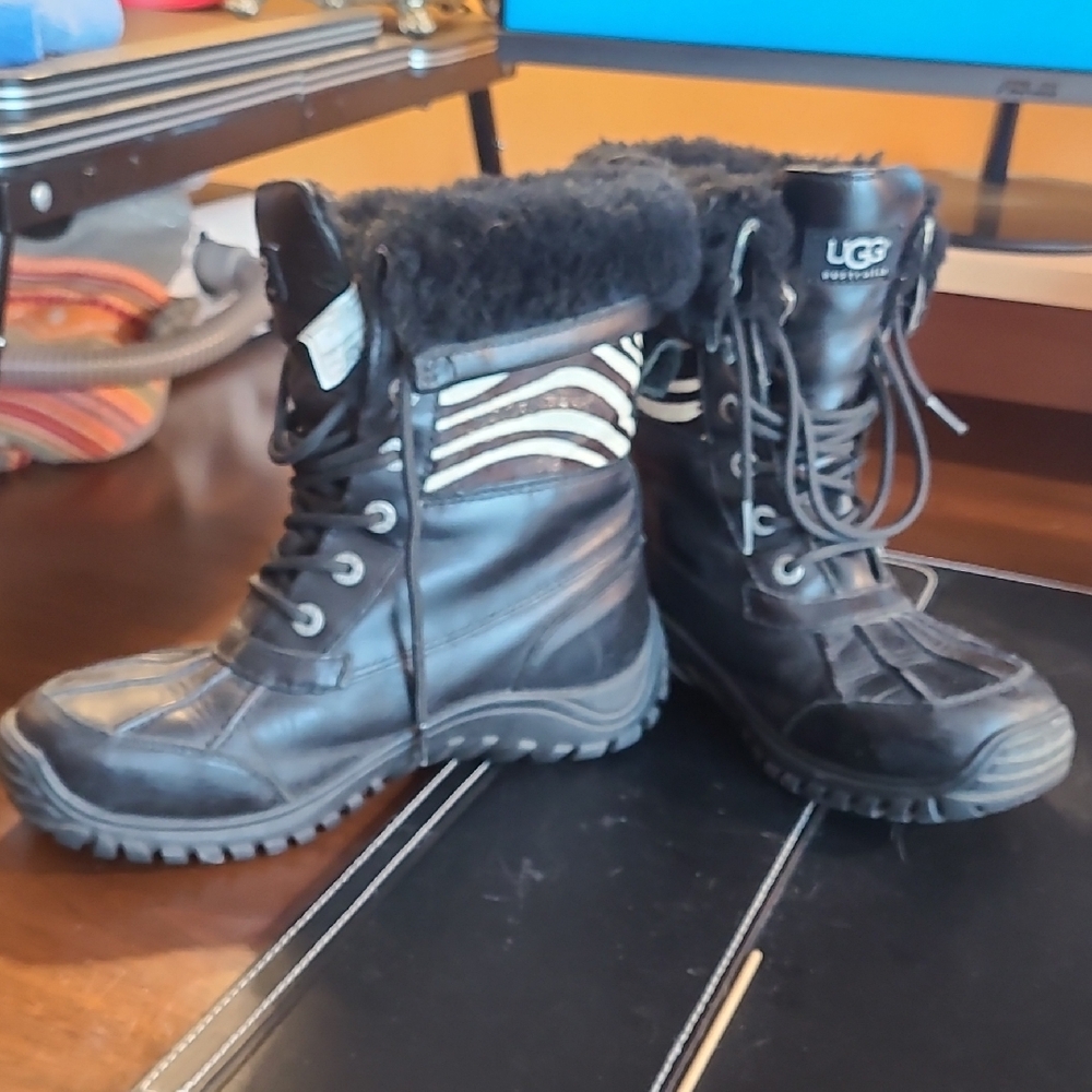 UGG Black and White Winter Boots